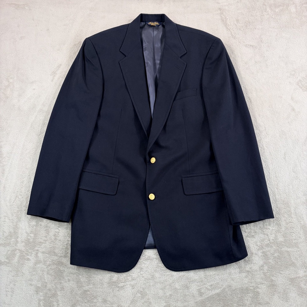 Vintage Brooks Brothers Brooksease Navy Hopsack Gold Button Blazer 41L Made USA